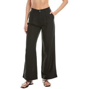 Onia Womens Air Pleated Linen-Blend Trouser, Black